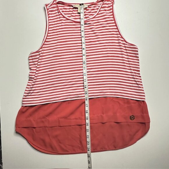 Michael Kors Women’s Striped Chiffon Bottom Burnt Orange Tank Top Size M - Picture 5 of 7